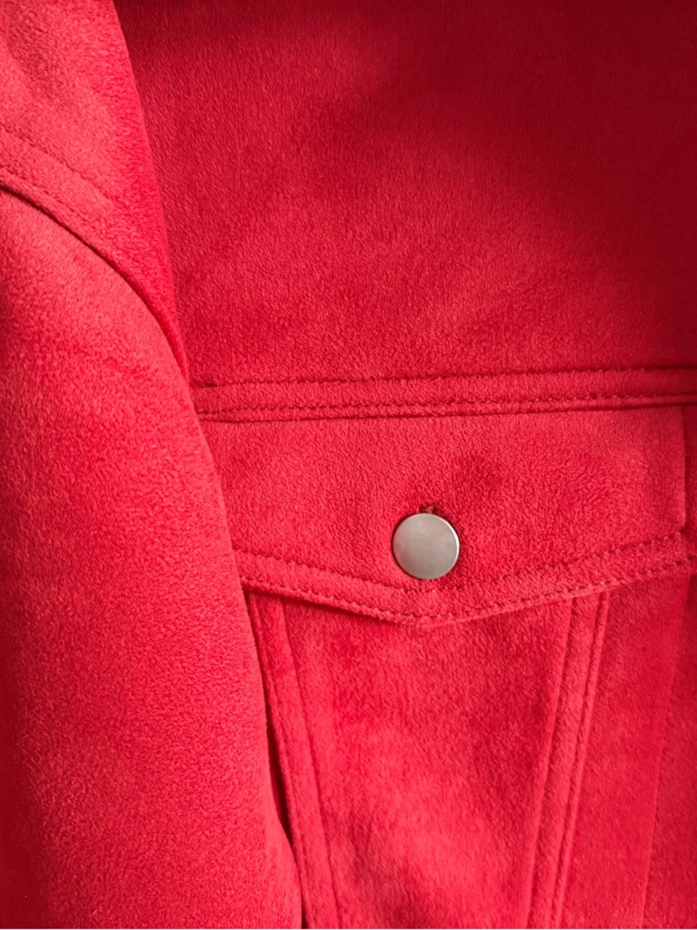 NWOT Forever 21 Bright Red Orange Cropped Faux Suede Jacket - Picture 5 of 9